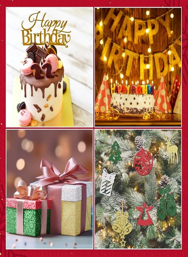 Festiko® Red/Gold/Green/Silver Glitter Cardstock Sheets For Christmas (Pack of 20, A4, 250 Gsm), Premium Glitter Paper for Crafts, A4 Glitter Card Stock for DIY Projects - Image 3